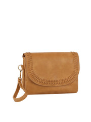 Front Flap Tripe Comparament Convertible Clutch Crossbody Wristlet
