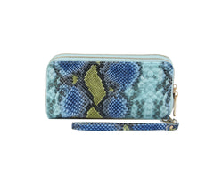 Fashion Double Zip Serpentine Decor Wallet