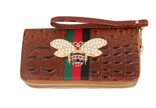 MULTI COLORED CROCODILE BEE PRINT WALLET