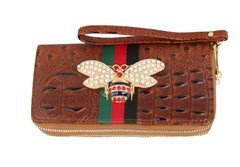 MULTI COLORED CROCODILE BEE PRINT WALLET
