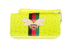 MULTI COLORED CROCODILE BEE PRINT WALLET