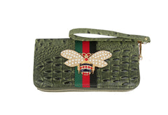 MULTI COLORED CROCODILE BEE PRINT WALLET