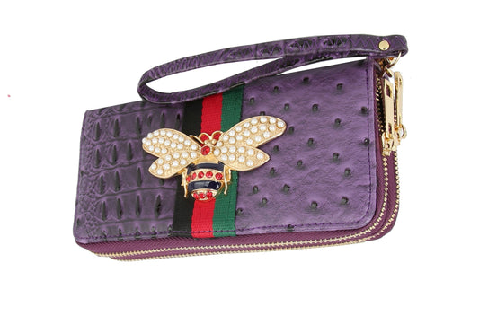 MULTI COLORED CROCODILE BEE PRINT WALLET