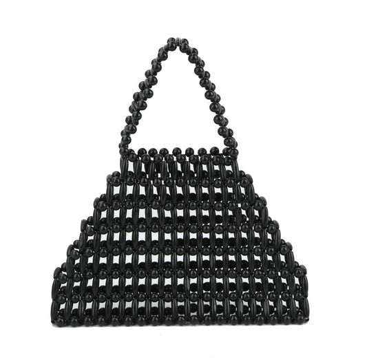 summer beach handbag satchel  is made of small wooden balls