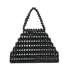 summer beach handbag satchel  is made of small wooden balls