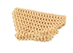 summer beach handbag satchel  is made of small wooden balls