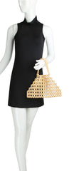 summer beach handbag satchel  is made of small wooden balls