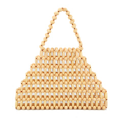 summer beach handbag satchel  is made of small wooden balls