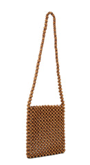 Summer Beach Shoulder Crossbody Bag Is Made Of Small Wooden Balls