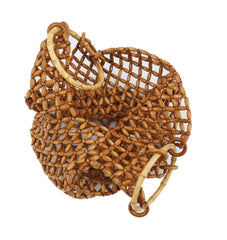 summer beach hand bag satchel is made of small wooden balls