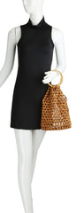 summer beach hand bag satchel is made of small wooden balls