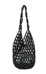 summer beach shoulder tote bag  is made of small wooden balls