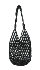 summer beach shoulder tote bag  is made of small wooden balls
