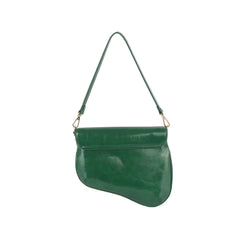 Unique design shiny leather saddle bag