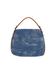 Chic denim front flap shoulder bag