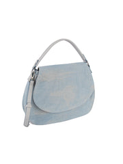 Chic denim front flap shoulder bag