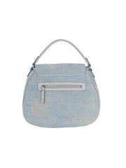Chic denim front flap shoulder bag