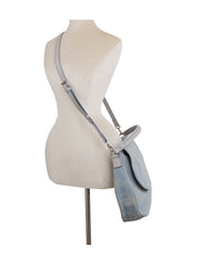 Chic denim front flap shoulder bag
