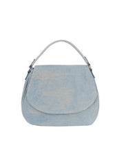 Chic denim front flap shoulder bag
