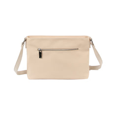 Stone studded flat leather crossbody