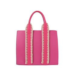 Soft leather handle stitch detail tote