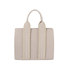 Soft leather handle stitch detail tote
