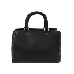 Soft leather side stitch detail tote