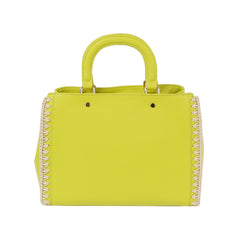 Soft leather side stitch detail tote