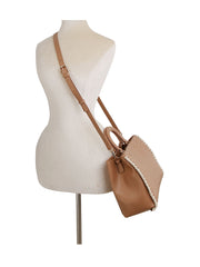 Soft leather side stitch detail tote