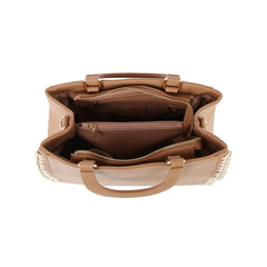 Soft leather side stitch detail tote