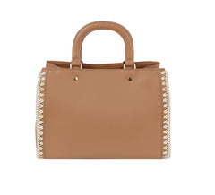 Soft leather side stitch detail tote