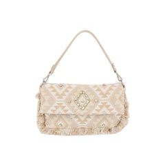 Argyle pattern with shell and tassel detail shoulder bag