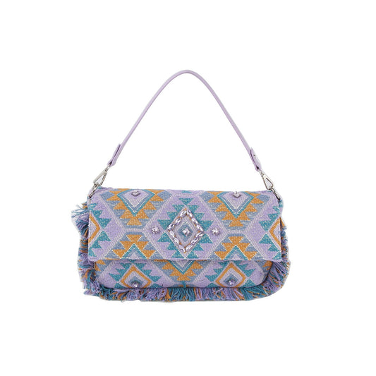 Argyle pattern with shell and tassel detail shoulder bag
