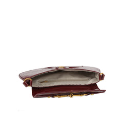 Glossy Horsebit Baguette Shoulder Bag