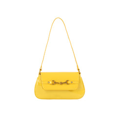 Glossy Horsebit Baguette Shoulder Bag