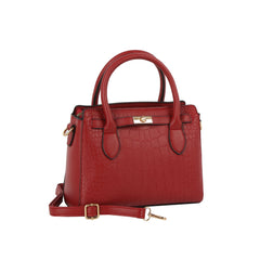 Croc-Embossed Structured Top-Handle Handbag