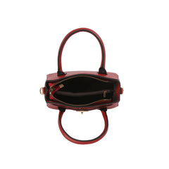 Croc-Embossed Structured Top-Handle Handbag