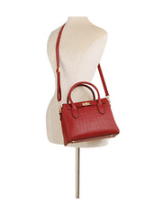 Croc-Embossed Structured Top-Handle Handbag