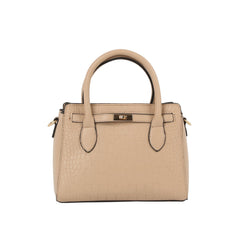 Croc-Embossed Structured Top-Handle Handbag