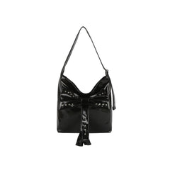 Studded Bow Shoulder Hobo Handbag