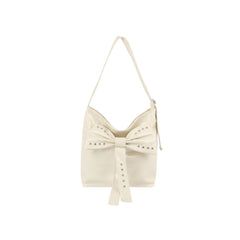Studded Bow Shoulder Hobo Handbag
