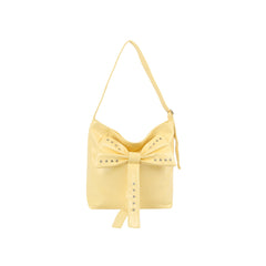 Studded Bow Shoulder Hobo Handbag