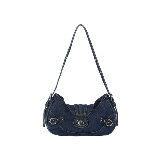 Denim Turn-Lock Mini Shoulder