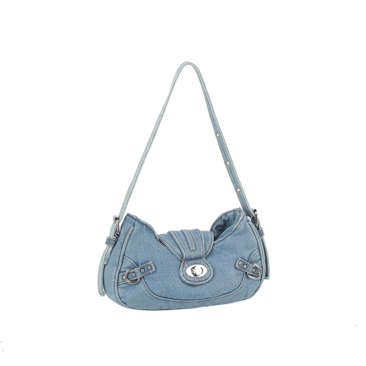 Denim Turn-Lock Mini Shoulder