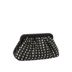 Studded Ruched Frame Clutch