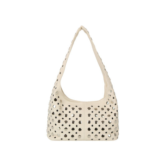 Silver Grommet Slouch Hobo Bag