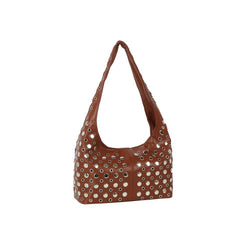 Silver Grommet Slouch Hobo Bag