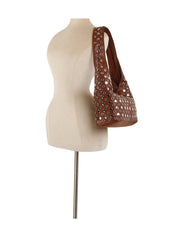 Silver Grommet Slouch Hobo Bag