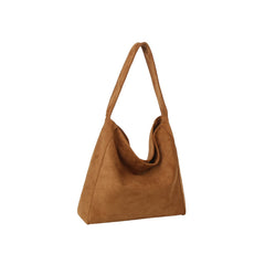 Minimal Soft Suede Slouch Hobo Shoulder Bag