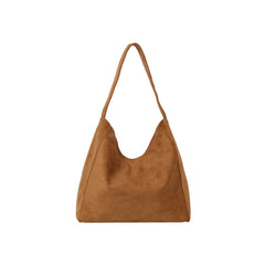Minimal Soft Suede Slouch Hobo Shoulder Bag
